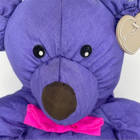 Summit  VTG 1992 Heartwarmers Purple Bear Pink Puffalump Style Nylon With Tag - Picture 9 of 10